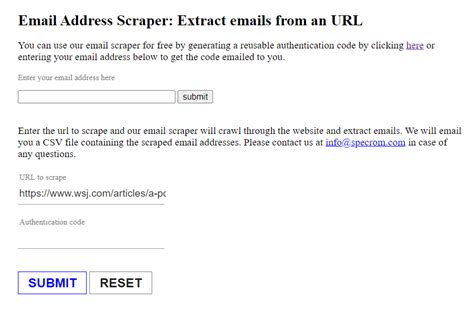 extract email addresses from websites.